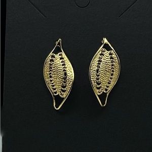 Trifari Gold Tone Earrings Leaf Filigree Lace Pierced Earrings Gift Grandmacore